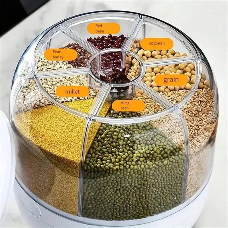 Caixa de armazenamento multi-grade, balde de arroz, dividido, girando grãos, à prova de insetos, à prova de umidade, selado, doméstico