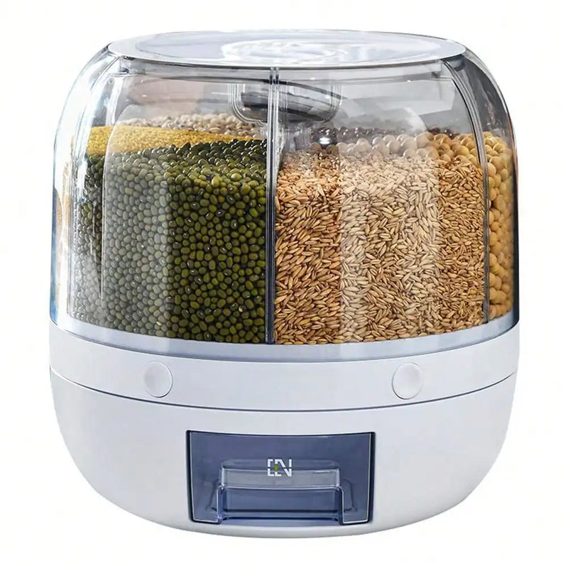 Caixa de armazenamento multi-grade, balde de arroz, dividido, girando grãos, à prova de insetos, à prova de umidade, selado, doméstico
