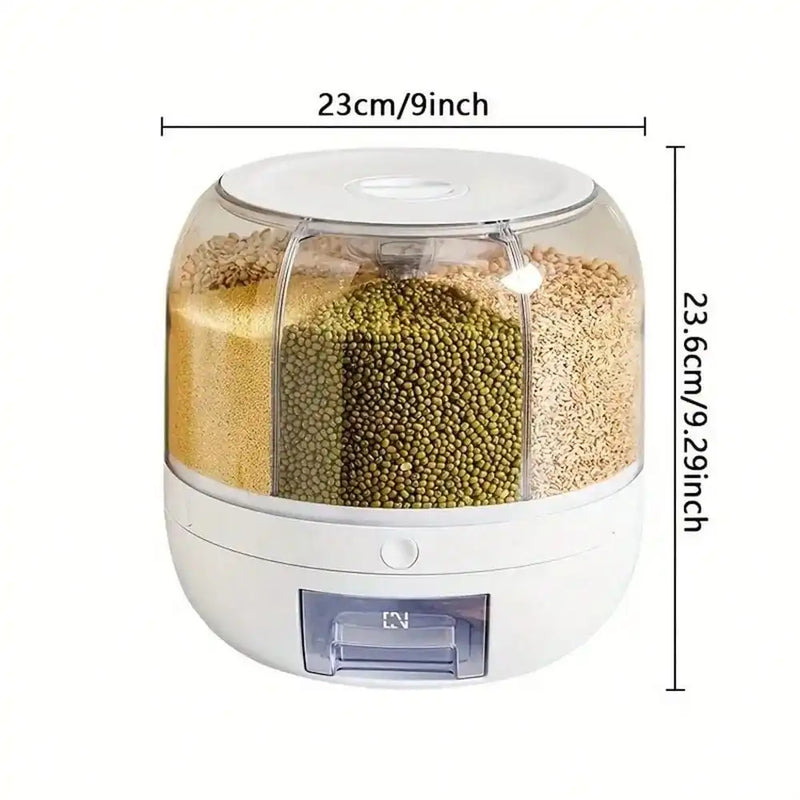 Caixa de armazenamento multi-grade, balde de arroz, dividido, girando grãos, à prova de insetos, à prova de umidade, selado, doméstico