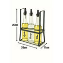 Kit 3 Galheteiro de Vidro Porta Azeite 370ml Com Suporte e Bico Dosador