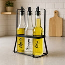 Kit 3 Galheteiro de Vidro Porta Azeite 370ml Com Suporte e Bico Dosador