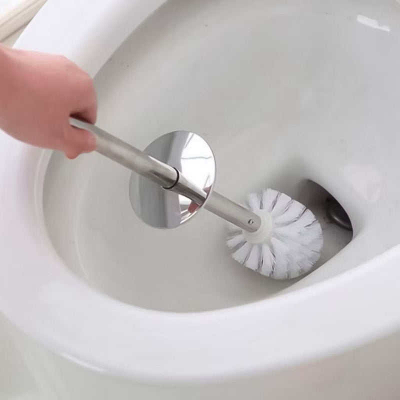 Kit Lixeira 3 litros Inox + Escova Sanitária Inox para Banheiro