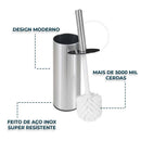 Kit Lixeira 3 litros Inox + Escova Sanitária Inox para Banheiro