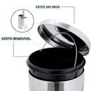 Kit Lixeira 3 litros Inox + Escova Sanitária Inox para Banheiro