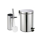 Kit Lixeira 3 litros Inox + Escova Sanitária Inox para Banheiro