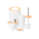 Kit Banheiro Lavabo Conjunto Acessórios lixeira escova 6 Peças Bambu Luxo Preto/Branco