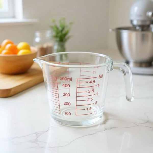 Jarra Medidora 500ml Com Bico E Alça Em Vidro Grosso Resistente