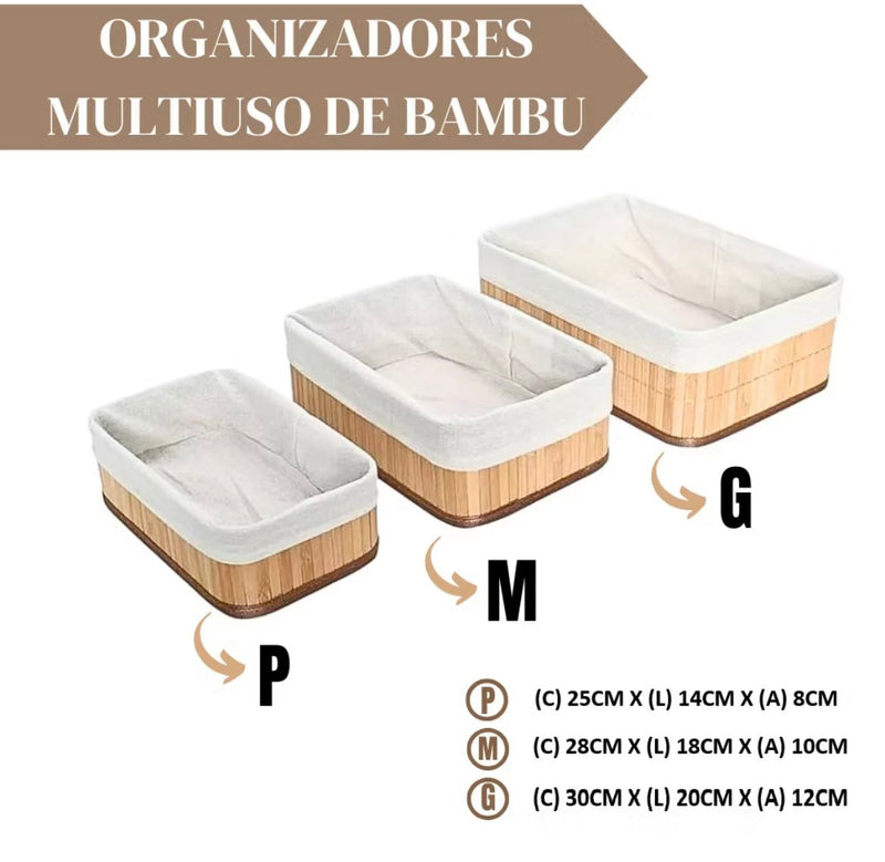 Cesto Roupa Bambu Com Tampa Retangular Banheiro Bege Com Tampa