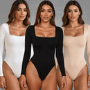 Kit 3 Body Feminino Decote Quadrado Manga Longa Suplex Forrado Segunda Pele Blusa Frio Premium