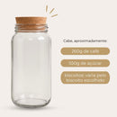 Kit Cantinho do Café - Café, Açúcar e Biscoitos | 3 potes de Vidro 810ml com Tampa Rolha + Adesivos