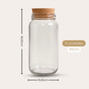 Kit Cantinho do Café - Café, Açúcar e Biscoitos | 3 potes de Vidro 810ml com Tampa Rolha + Adesivos