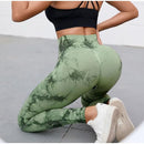 Calças de ioga femininas com efeito de levantamento de bumbum e tie-dye