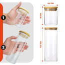 Porta Mantimento De Vidro Herméticos - Kit Com 5 - Tampa De Bambu - Sempre Acessível