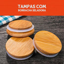Porta Mantimento De Vidro Herméticos - Kit Com 5 - Tampa De Bambu - Sempre Acessível