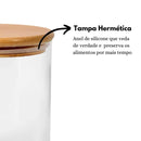 Kit 6 Potes de Vidro 200ml com Tampa de Bambu