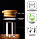 Kit 6 Potes de Vidro 200ml com Tampa de Bambu