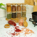 Kit 6 Potes de Vidro 200ml com Tampa de Bambu