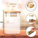 Kit 6 Potes de Vidro 200ml com Tampa de Bambu