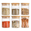 Kit 6 Potes de Vidro 200ml com Tampa de Bambu