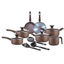 Jogo de Panelas Antiaderente 10 Peças Bianco D'Itália Cabo Marrom - Tampa de Vidro e Utensílios