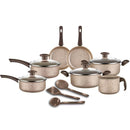 Jogo de Panelas Antiaderente 10 Peças Bianco D'Itália Cabo Marrom - Tampa de Vidro e Utensílios