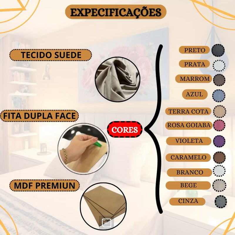Kit 10 Cabeceira de Cama Casal King Queen Estofada Modulada - Sempre Acessível