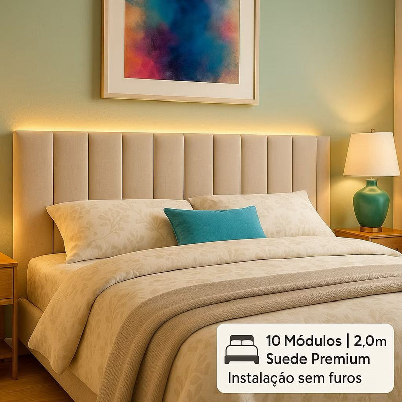 Kit 10 Cabeceira de Cama Casal King Queen Estofada Modulada - Sempre Acessível