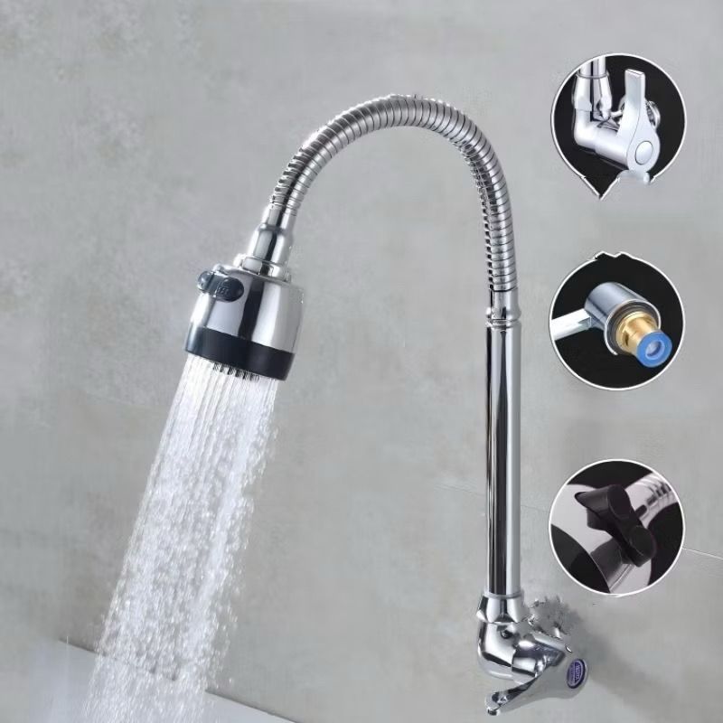 Inox Prata Torneira Com Chuveiro Com Rotação De 360° Cozinha - Sempre Acessível