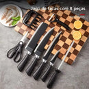 Kit Churrasco Conjunto de 08 Peças Facas Gourmet Corte Navalha Antiaderente