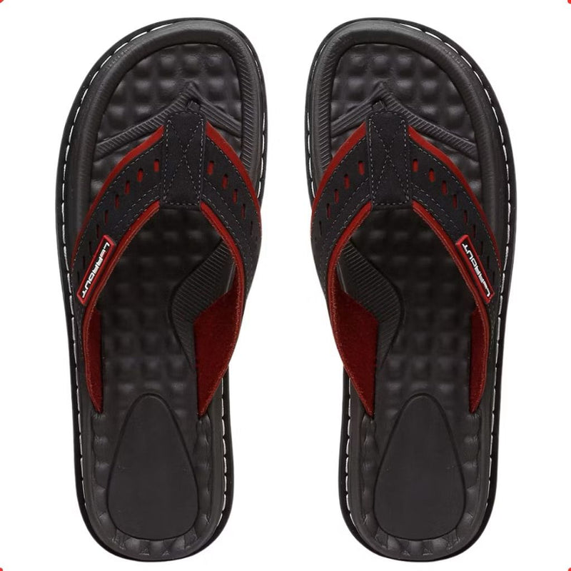 Chinelo Masculino Em Couro Legítimo sandália Ortopédica Antistress