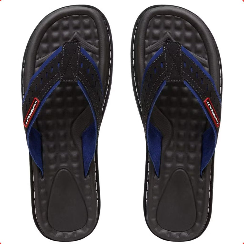 Chinelo Masculino Em Couro Legítimo sandália Ortopédica Antistress
