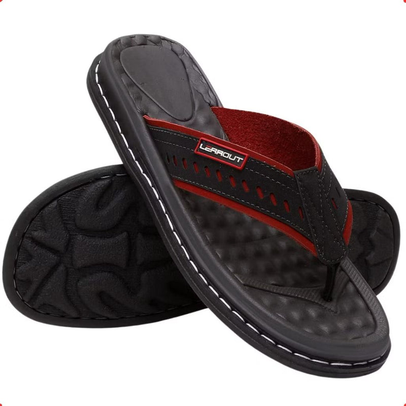Chinelo Masculino Em Couro Legítimo sandália Ortopédica Antistress