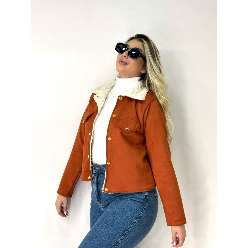 Jaqueta Casaco Suede Todo Forrado Pelúcia