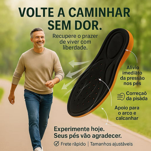 PAR DE PALMILHA ORTOPÉDICA EM GEL ANATÔMICA PARA ESPORÃO E DORES NOS PÉS