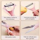 Kit Descascador Fatiador Inox Legumes Frutas Dupla Lâmina + FRETE GRÁTIS