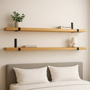 Kit com 2 prateleiras de madeira industrial com suporte invertido mão francesa - FRETE GRÁTIS!