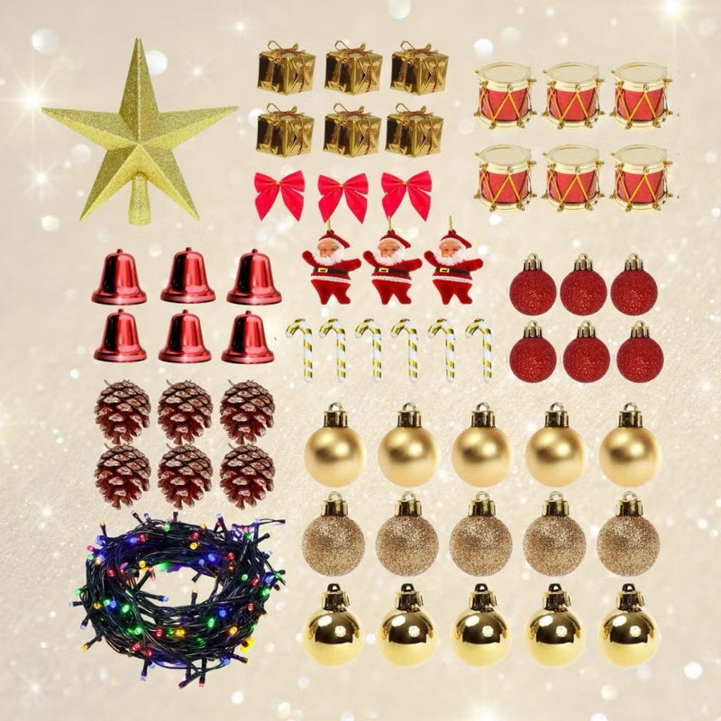 Árvore De Natal 150cm 86 Enfeites Decorada Completa 220 Galhos Pisca Pisca