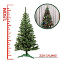 Árvore De Natal 150cm 86 Enfeites Decorada Completa 220 Galhos Pisca Pisca