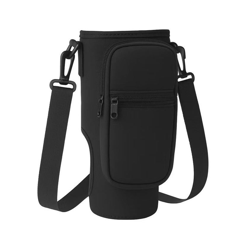 Suporte para Copo ou Garrafa Bolsa Porta Garrafas Alça Ajustável e Bolso para Ombro Portátil