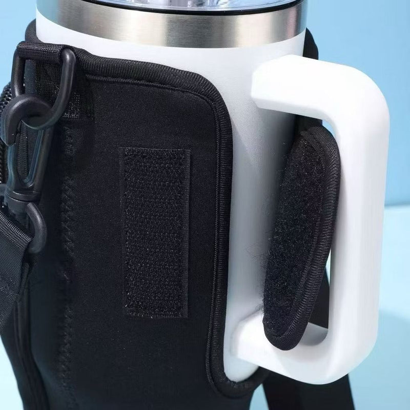 Suporte para Copo ou Garrafa Bolsa Porta Garrafas Alça Ajustável e Bolso para Ombro Portátil