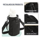 Suporte para Copo ou Garrafa Bolsa Porta Garrafas Alça Ajustável e Bolso para Ombro Portátil