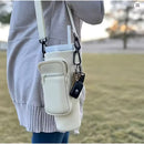 Suporte para Copo ou Garrafa Bolsa Porta Garrafas Alça Ajustável e Bolso para Ombro Portátil