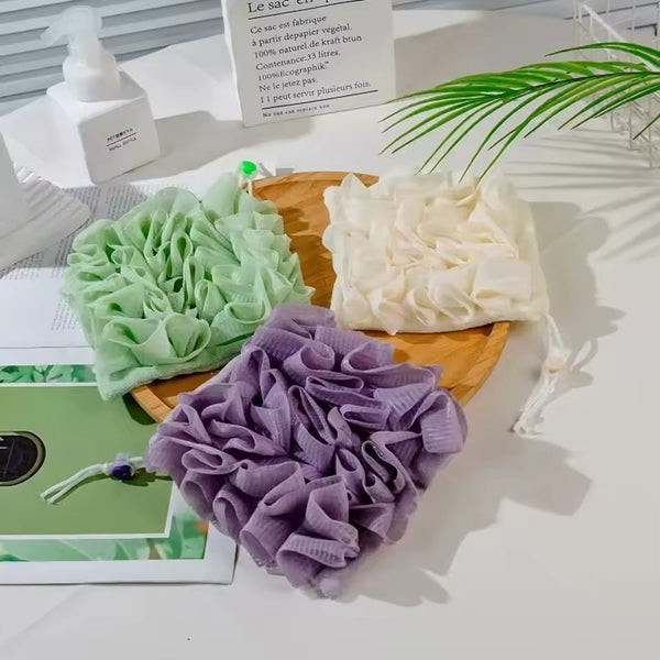 2-em-1 toalha de banho esponja dupla face