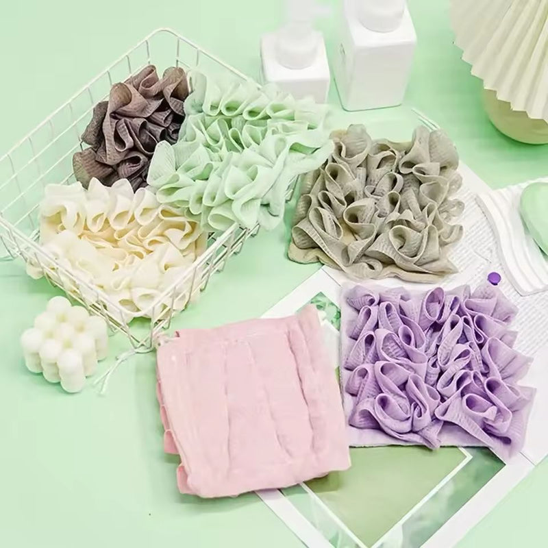 2-em-1 toalha de banho esponja dupla face