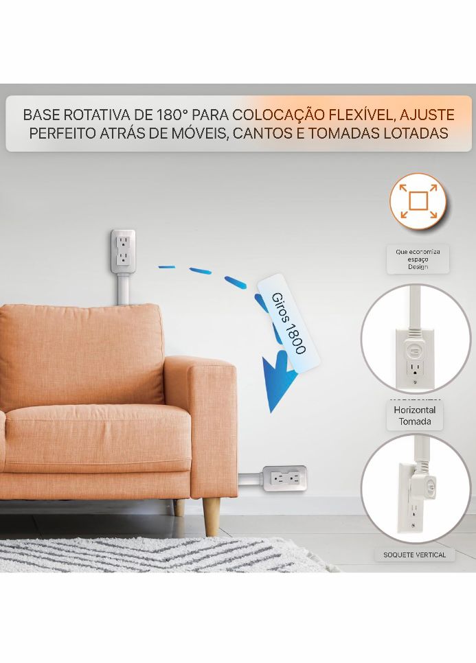 Extensor de tomada elétrica. Acesso a tomadas difíceis de alcançar!