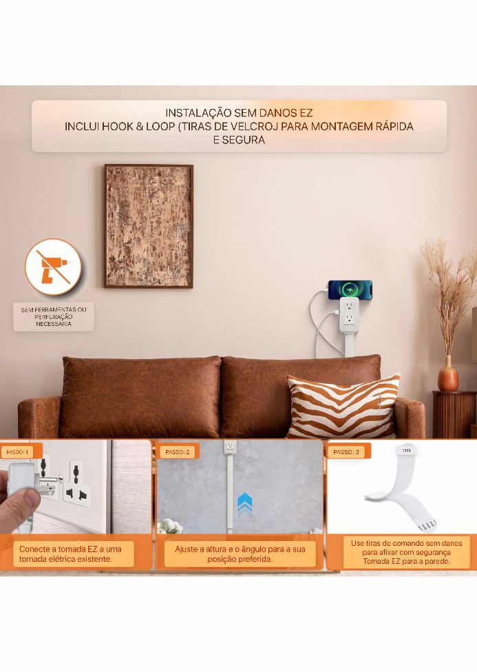 Extensor de tomada elétrica. Acesso a tomadas difíceis de alcançar!