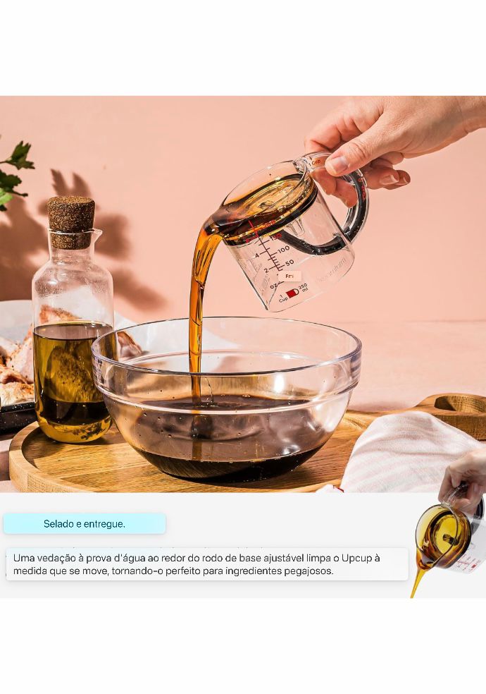 Copo de medição ajustável 4 em 1, copo de medição multifuncional com base de vedação estilo raspador, copos de cubo para cozinhar