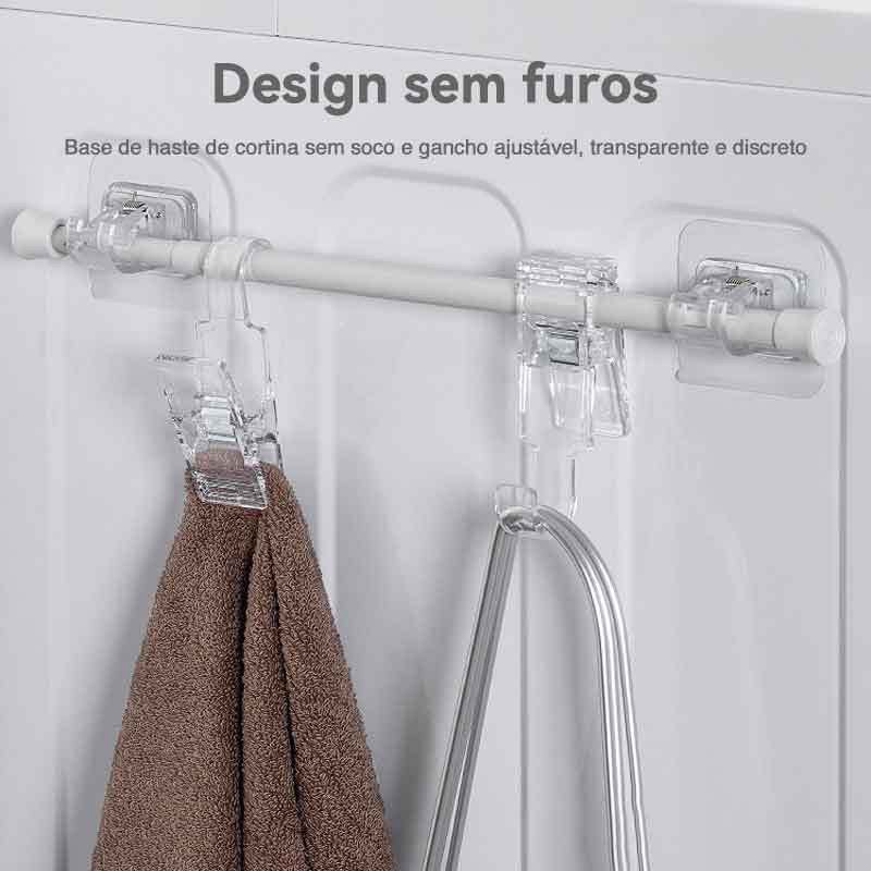 Suporte Cortina Varão Dupla Face adesivo 4pçs