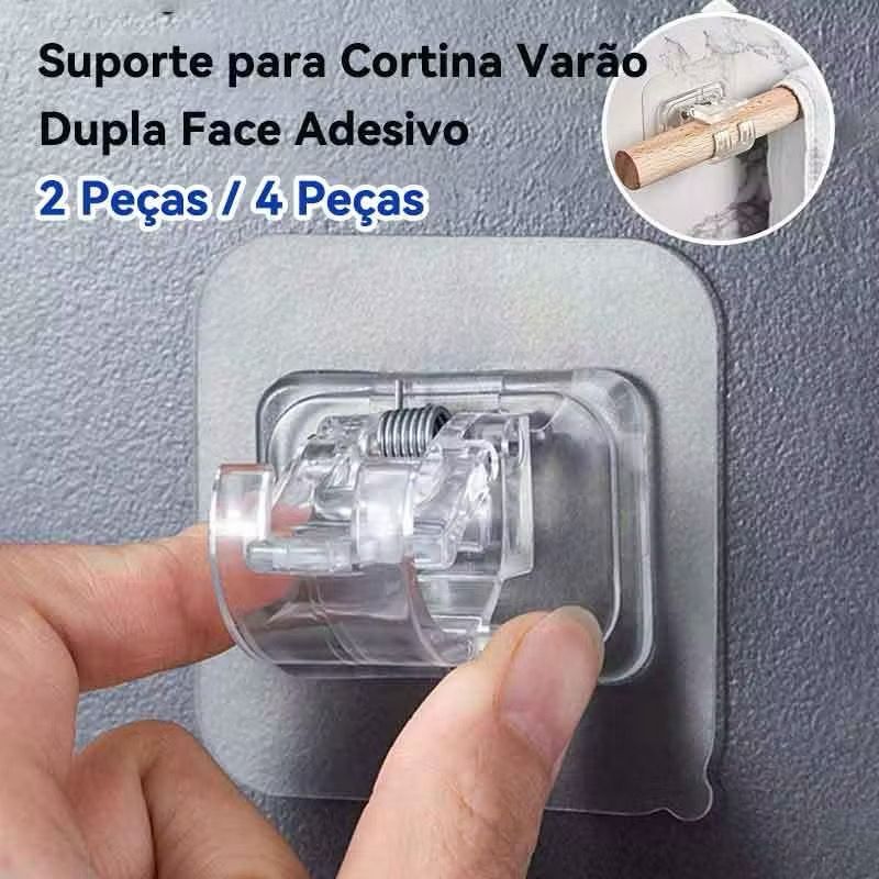 Suporte Cortina Varão Dupla Face adesivo 4pçs