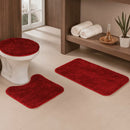 Tapete para Banheiro 3 Peças Pelúcia Algodão Macio Antiderrapante Rosa Preto Marfim Branco Cinza